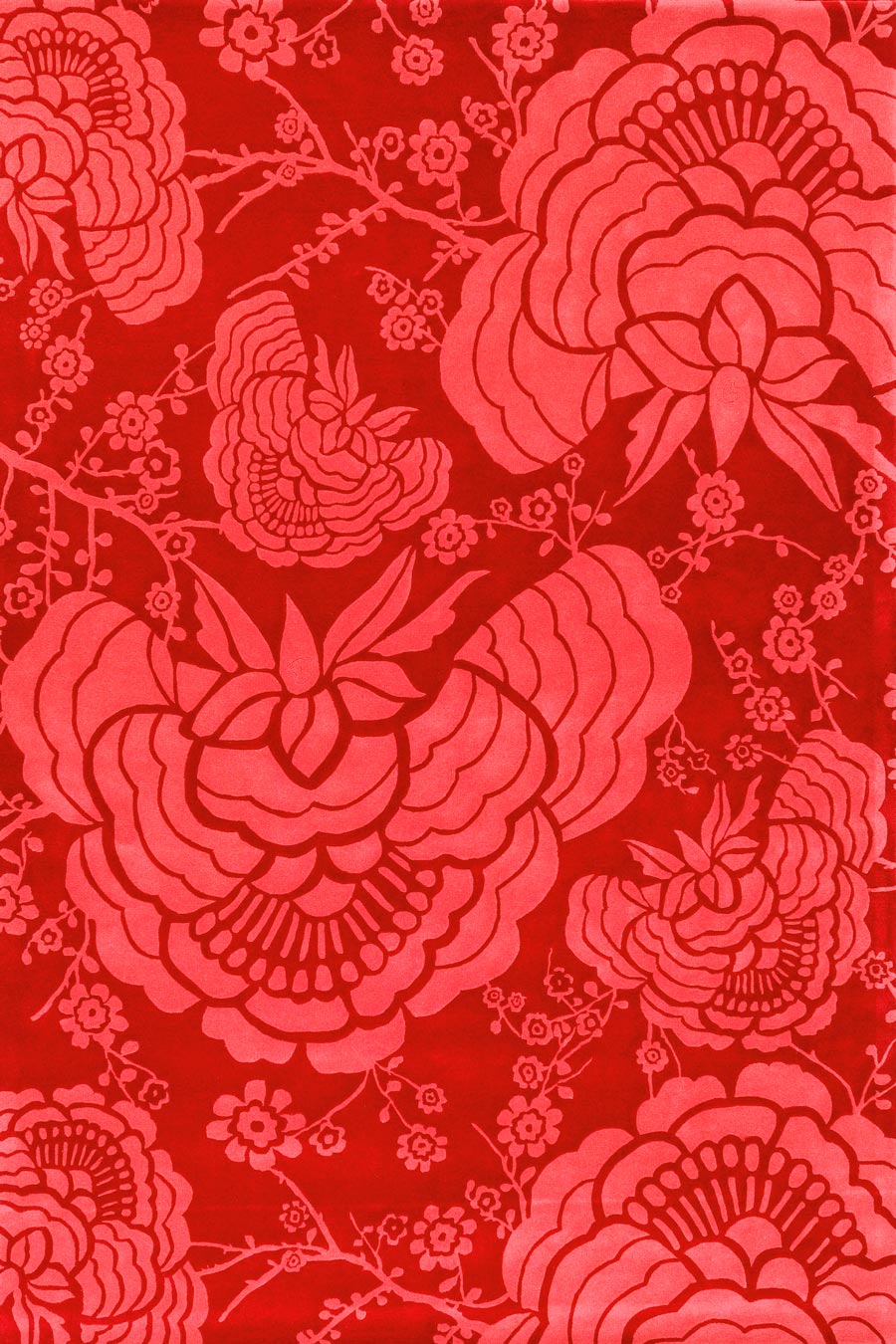 Hand Tufted Floral Wool Rug — Crimson Red & Pink | Fivio by Rugfine