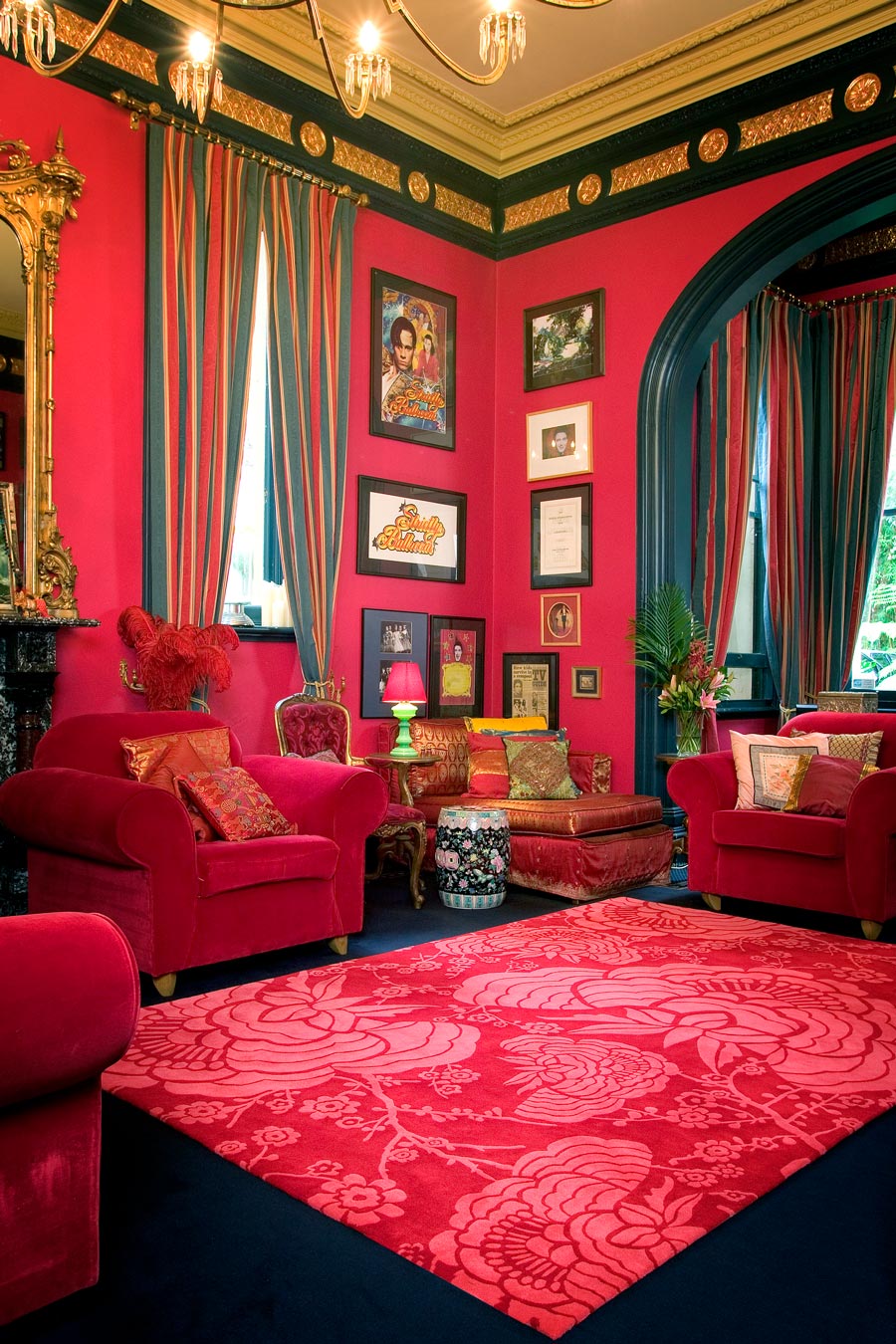 Hand Tufted Floral Wool Rug — Crimson Red & Pink | Fivio by Rugfine