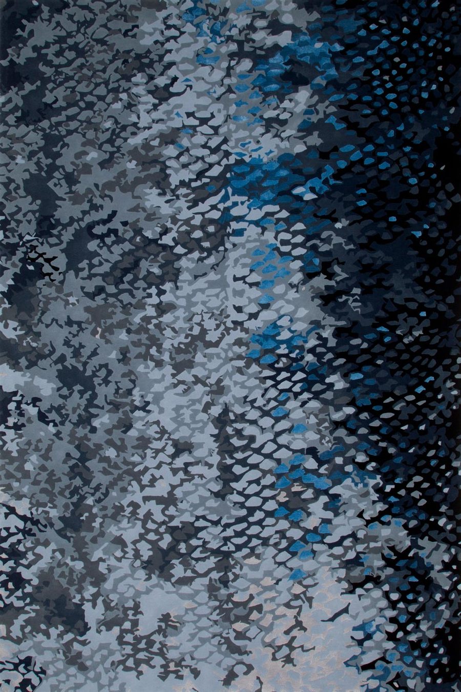 Charcoal, Silver & Blue Luxury Wool Rug | Lixen | Hand Tufted | Rugfine
