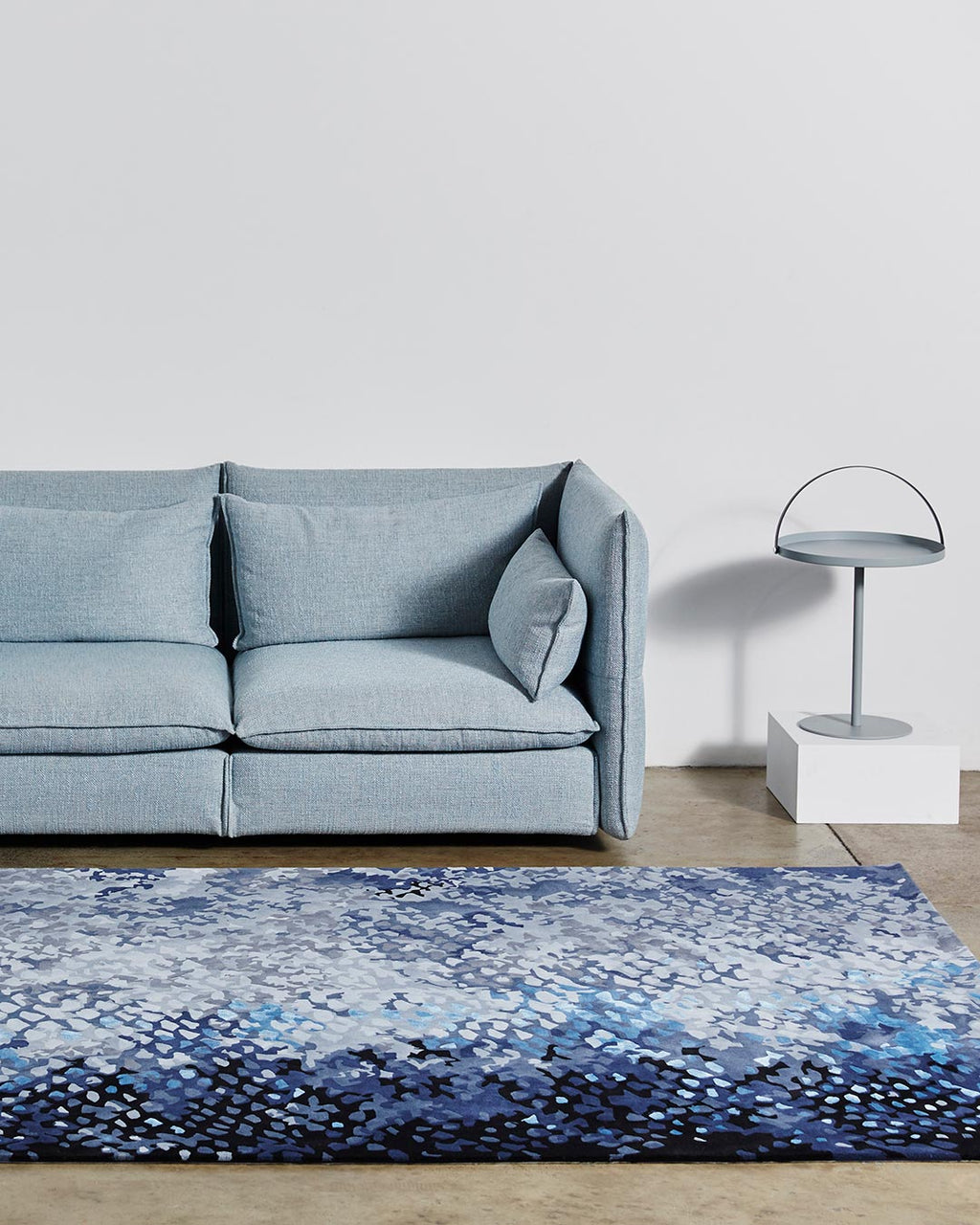 Charcoal, Silver & Blue Luxury Wool Rug | Lixen | Hand Tufted | Rugfine