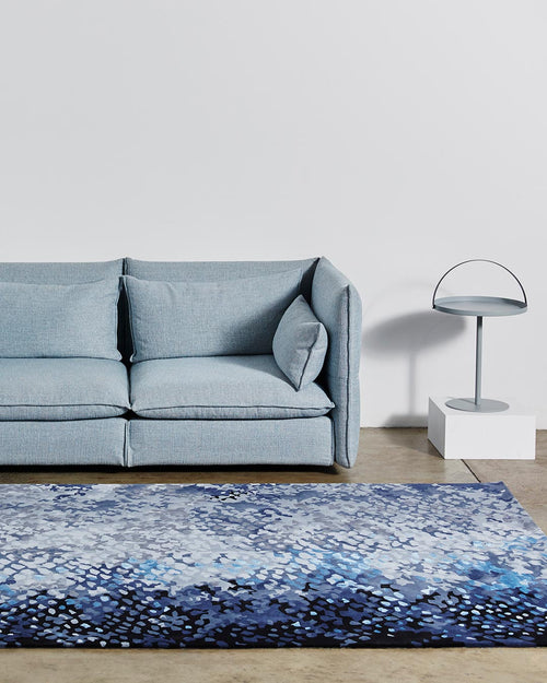 Charcoal, Silver & Blue Luxury Wool Rug | Lixen | Hand Tufted | Rugfine