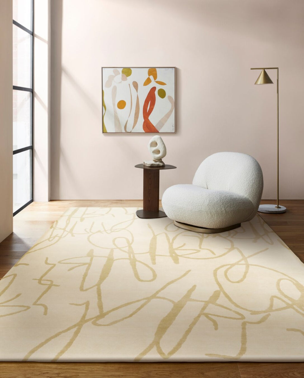 Hand Tufted Rug | Ivory & Gold | Wool | Lysella by Rugfine